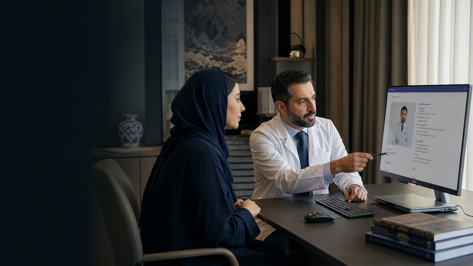 A specialist physician and healthcare strategist reviewing the information patients need on a doctor profile.